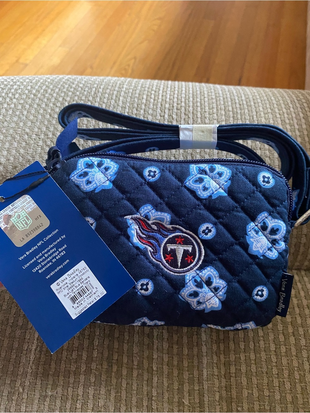 Vera Bradley Quilted Navy Blue Tennessee Titans Pattern Crossbody